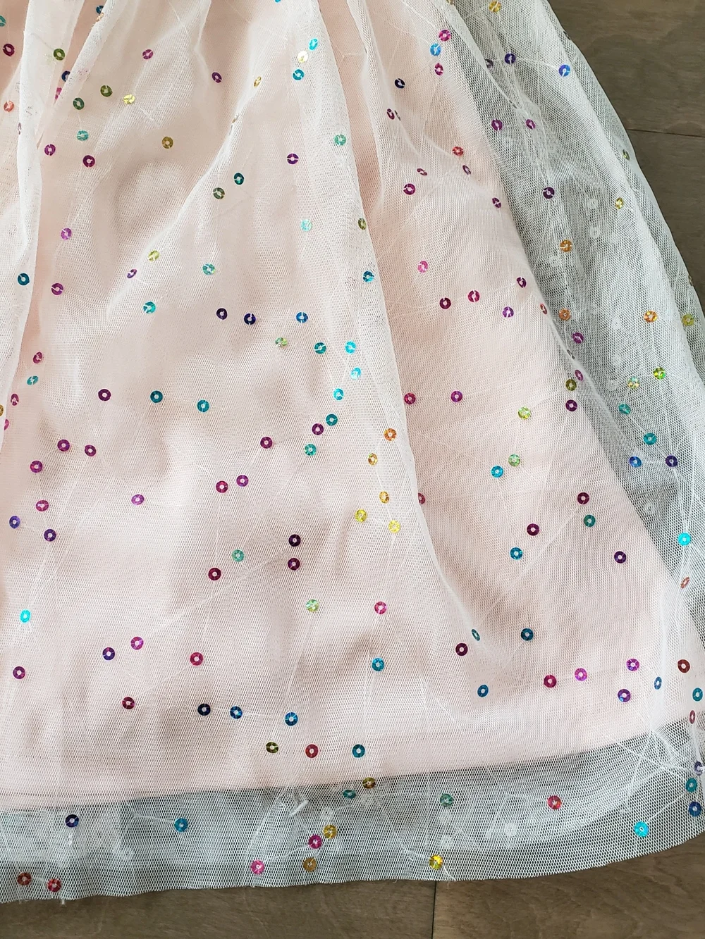 Justice Pink Sequin Floral Waist Tulle Dress 7Y